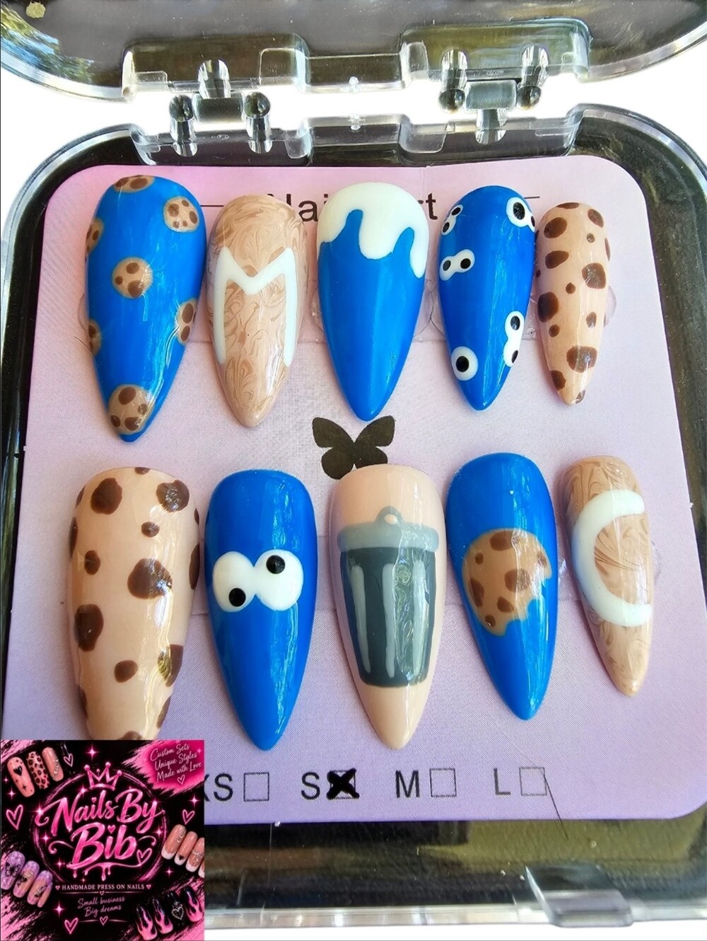 Cookie Monster Press On Nails Small